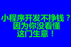 小程序開發(fā)不掙錢？因為你沒看懂這門生意！