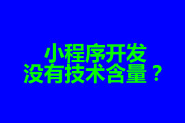 小程序開發(fā)沒有技術含量？